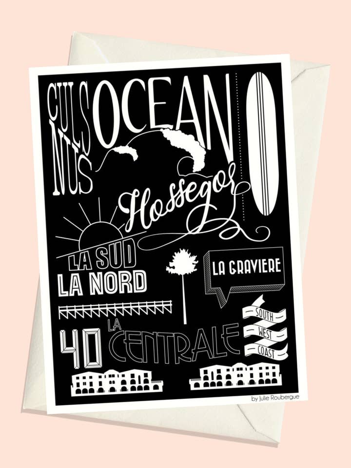 Carte Postale HOSSEGOR, Les Plages pour la vente par Julie Roubergue