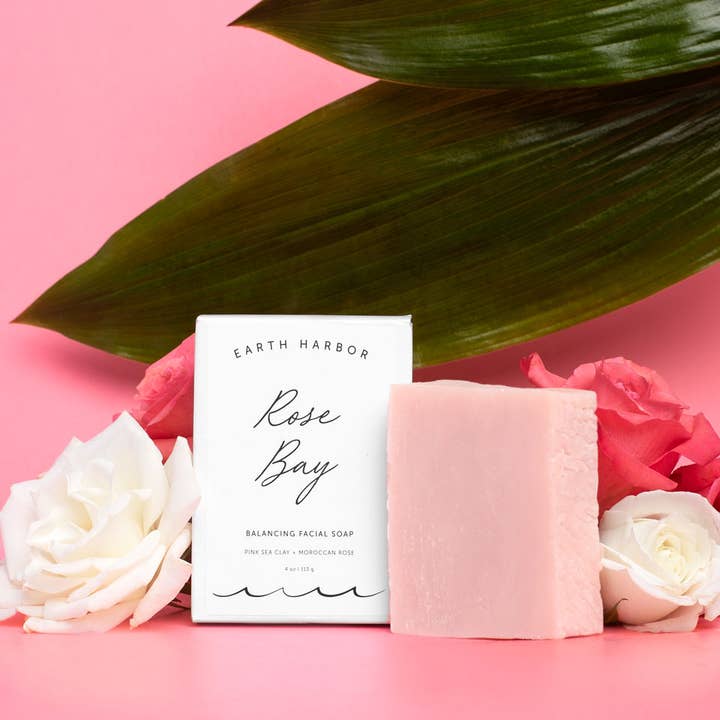 Earth Harbor Naturals - Wholesale Facial Cleanser - ROSE BAY Facial Soap Cleanser: Pink Sea Clay + Coconut Oil