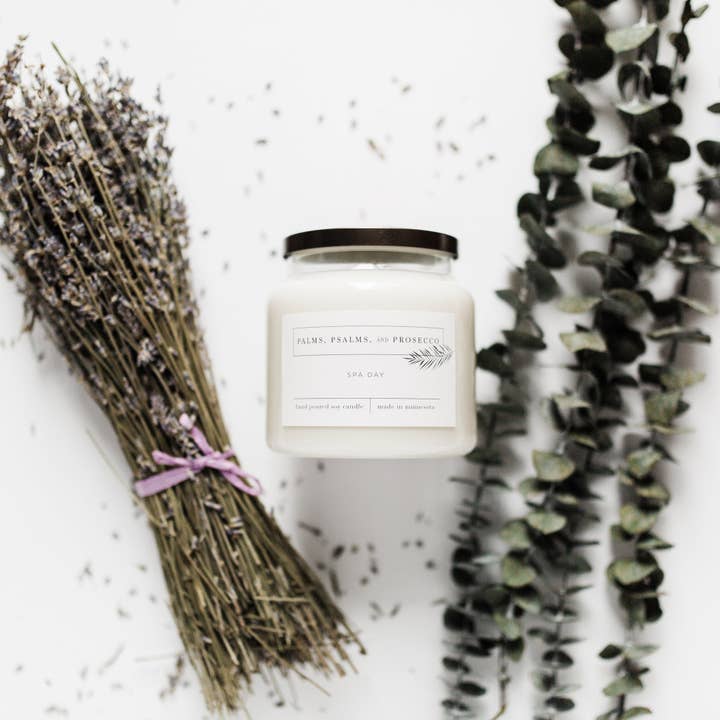 Spa Day Soy Candle for wholesale by Palms, Psalms, & Prosecco
