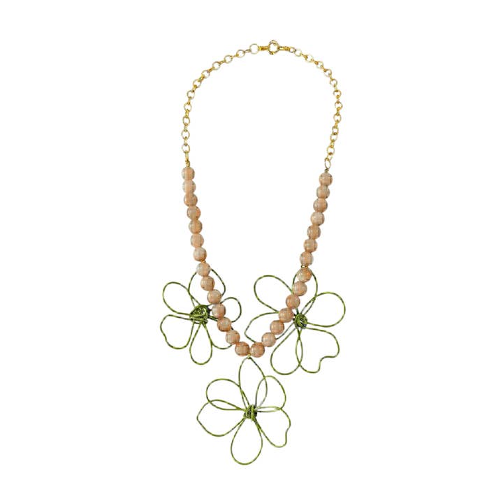 Tammuz - Collar de acero inoxidable y piedra de luna rosa para venta al por mayor de matins parisiens