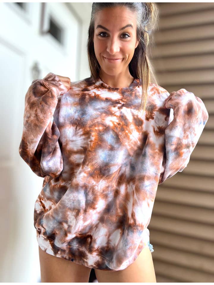 MYMARK DESIGNS - Wholesale T-Shirt - Women's - CINNAMON COCOA ICE DYE BLANK : TIEDYE1