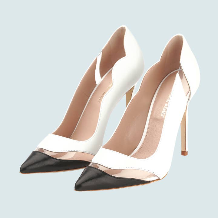 Scarpin Bicolor de Bico Fino com Salto Agulha por atacado de SOPHIE BENEL PARIS