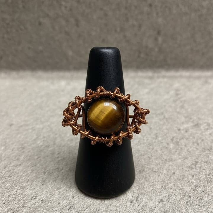 Custom copper wire wrapped eye ring design # 1 for wholesale by Naomi's Happy Place Shop