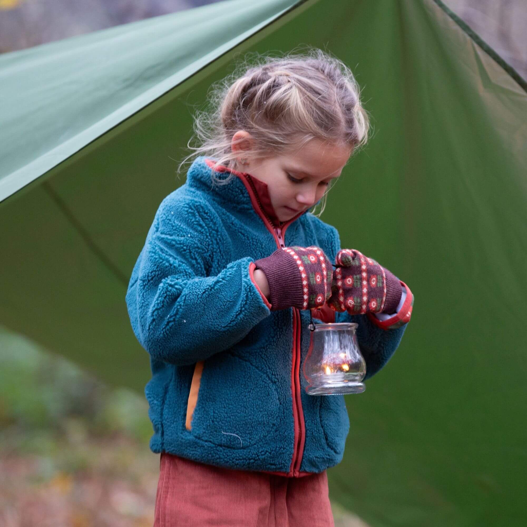 Brown Collecting Flowers Knitted Mittens for wholesale on Faire4