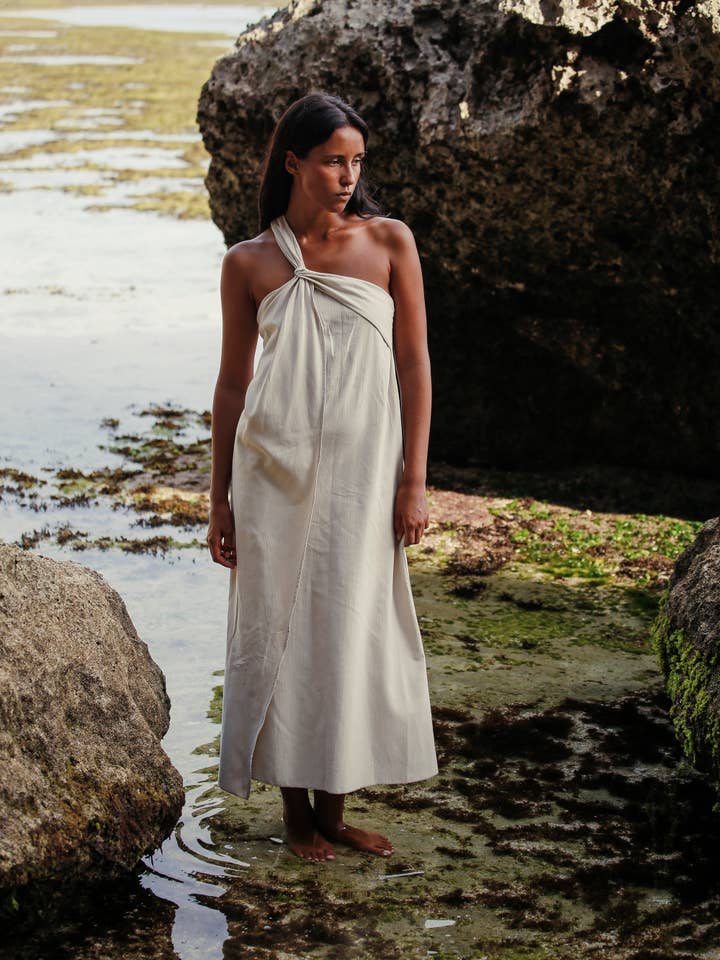 Pia Maxi Dress - Oatmeal for wholesale on Faire