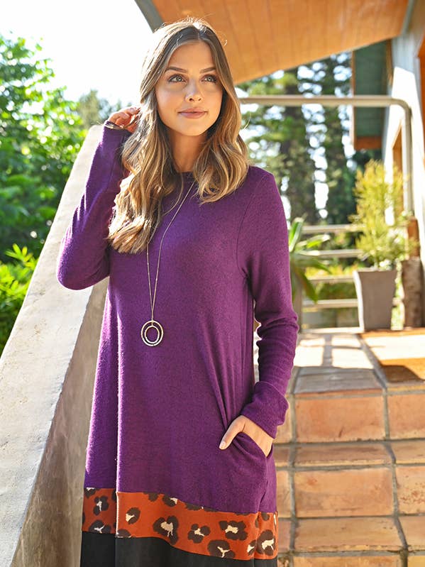 RFD1077-RAP017C-ABITO LEOPARDATO MANICA LUNGA RUGGINE MELANZANA per la vendita all'ingrosso da parte di You & Me