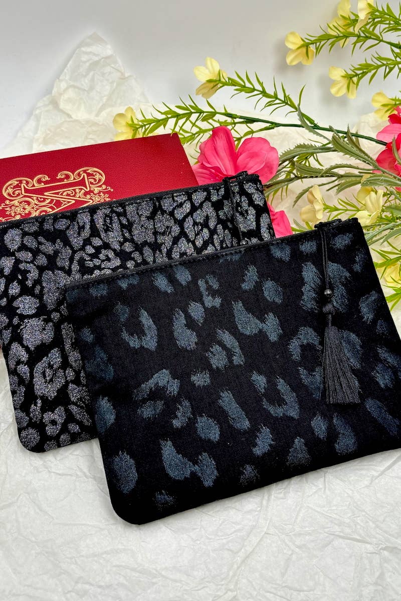 BYREN | ÉLINE L'ATELIER - Wholesale Toiletry Bag - Women's - Leopard sequin cotton makeup bag CY105DM2