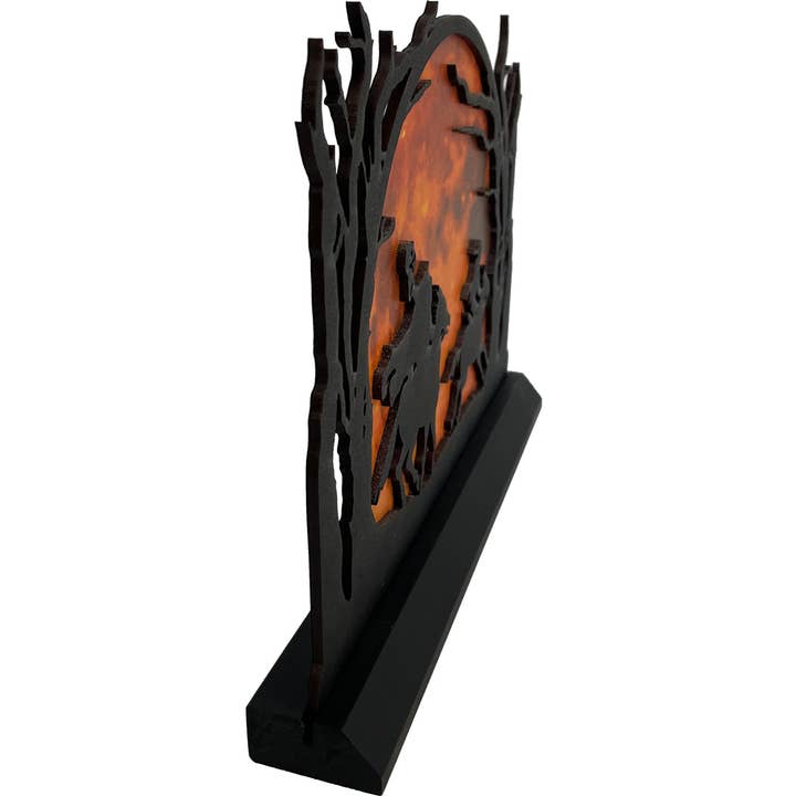 Madison Bay Co. - Historical Home Decor Reproductions - Wholesale Decorative Tabletop Object - 11" Headless Horseman Moon Scene Wood Tabletop Silhouette