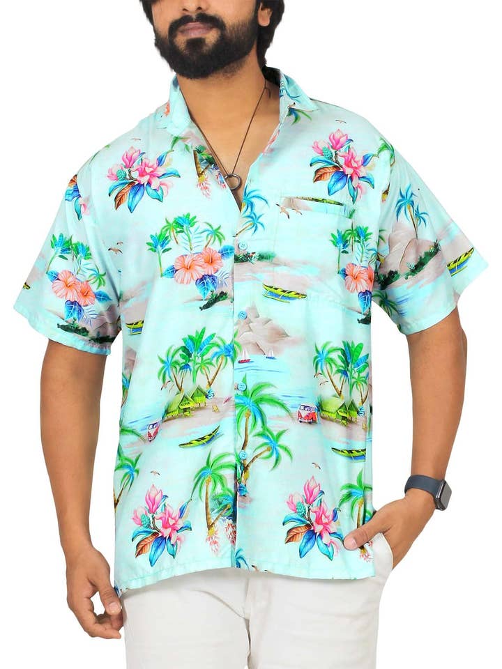 Camisa hawaiana de playa para hombre, verano para venta al por mayor de Happy Bay / La Leela