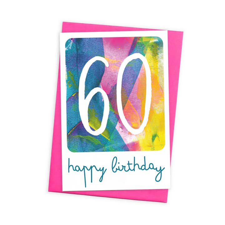 60th Birthday Card With Message on the Back - Abstract Art for wholesale by size3art