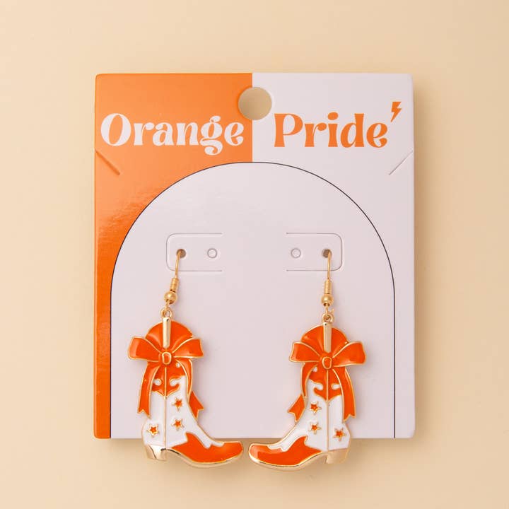 SP Sophia Collection - Wholesale Dangle Earrings - Game Day Western Two-Tone Enamel Cowboy Boot Dangle Earrings1