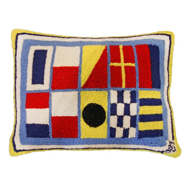 Coussin en laine crocheté Nautical Shore Thing 16" X 20" pour la vente par Michaelian Home/India Overseas Traders, Inc.