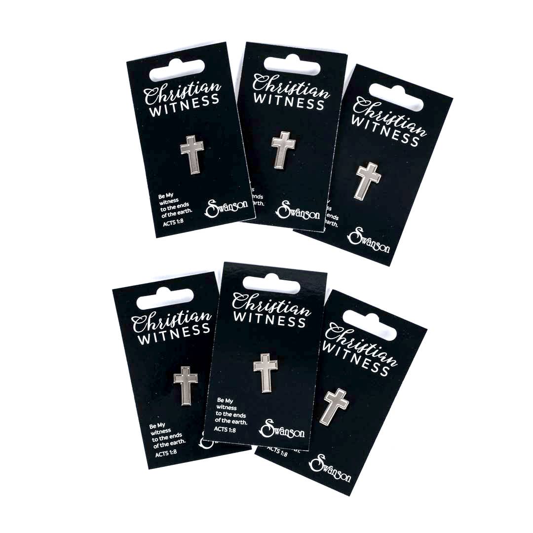 Swanson Christian Products - Wholesale Lapel Pin/Button - Lapel Pin Cross Silver Pk64