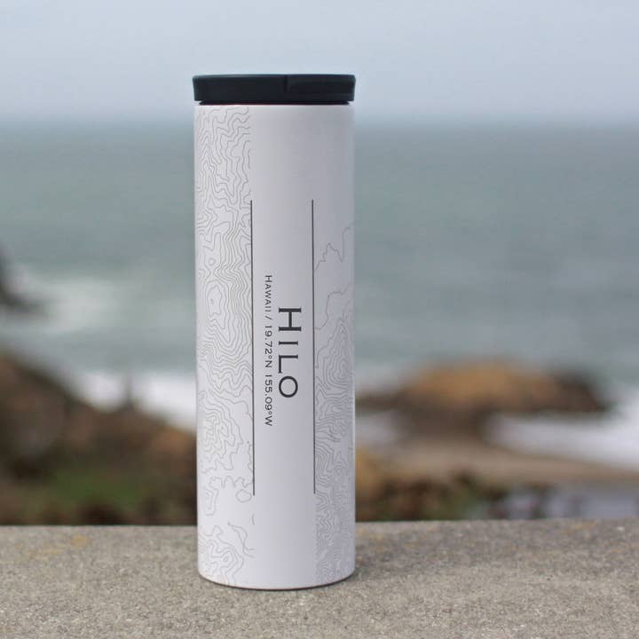 JACE.design - Wholesale Insulated Mug/Tumbler - Hilo HI Map Tumbler in Matte White