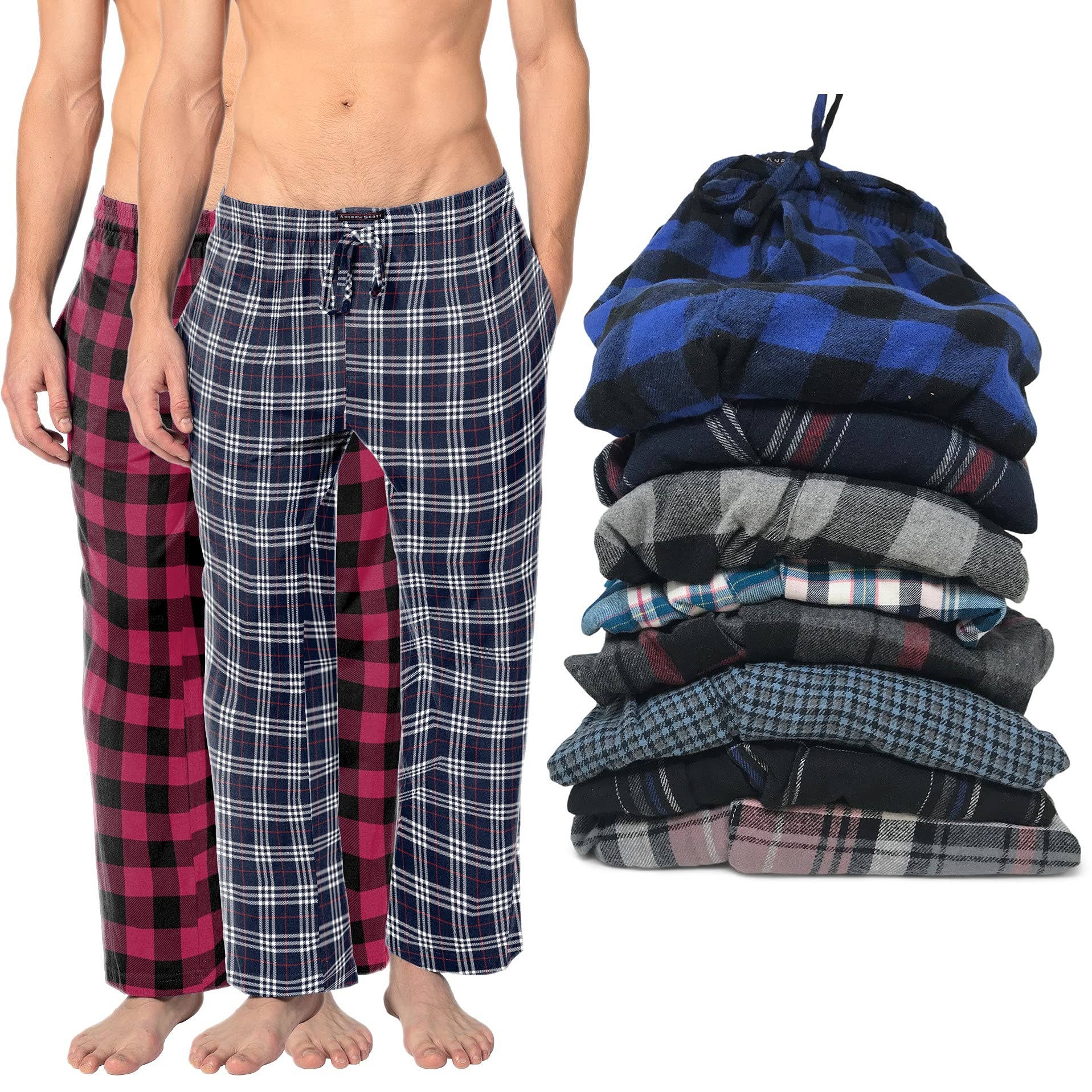 Wholesale Men's Fleece Pajama Pants - 3X-5X, Blue Plaid | DollarDays