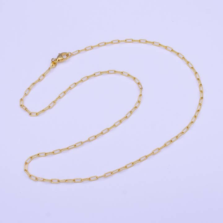 24K Gold Filled Dainty 2mm Width PaperClip 17.7 Inch Chain Necklace | WA-1454 Clearance Pricing for wholesale by Aim Eternal