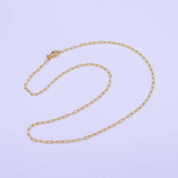 24K Gold Filled Dainty 2mm Width PaperClip 17.7 Inch Chain Necklace | WA-1454 Clearance Pricing for wholesale by Aim Eternal