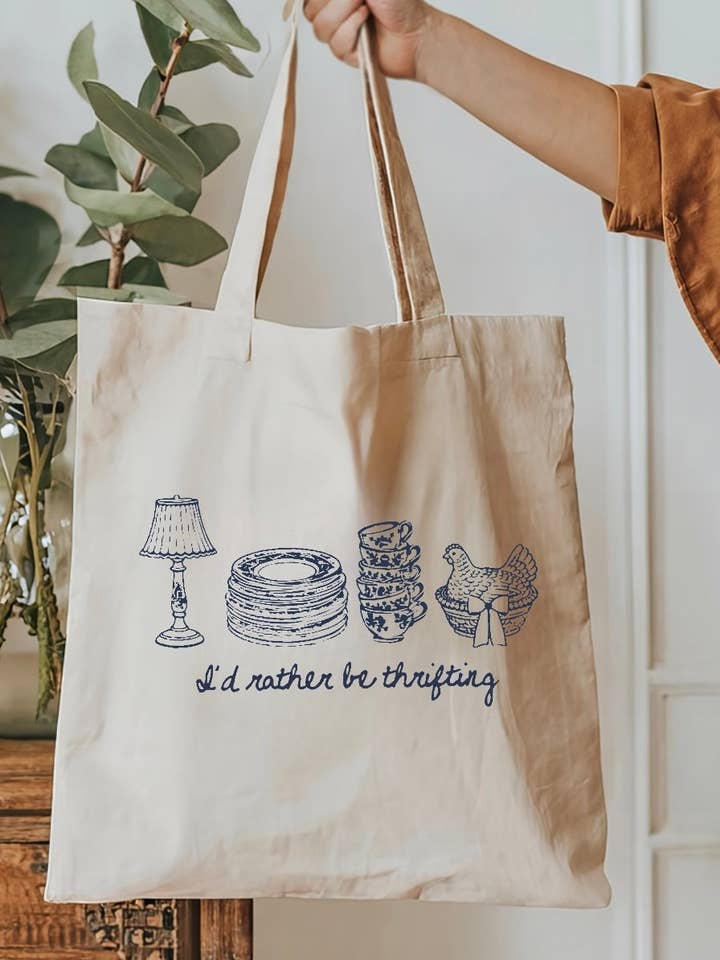 I’d rather be thrifting tote bag for wholesale by Axle Rose Co