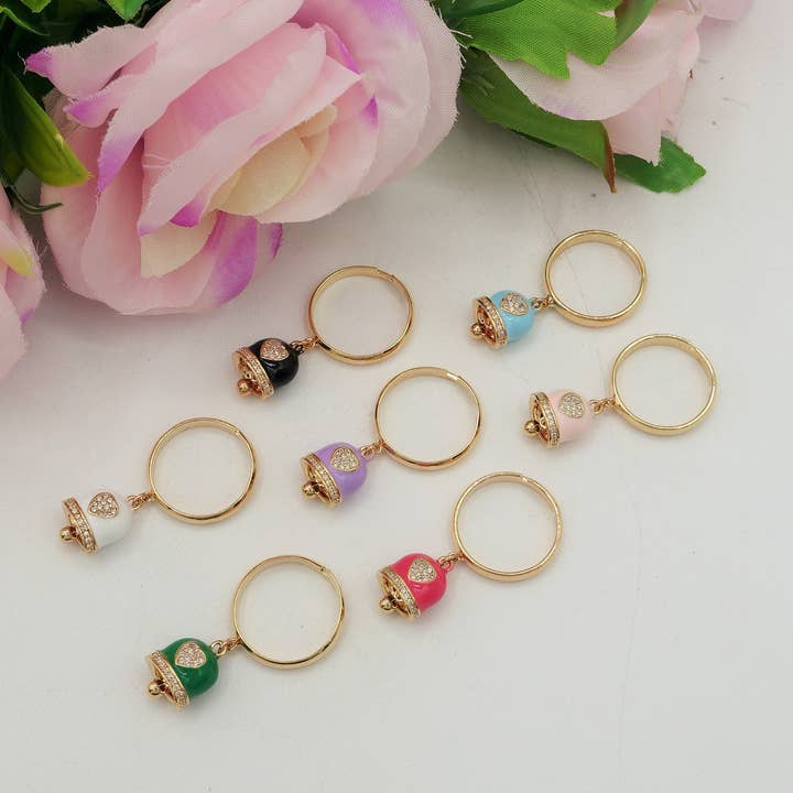 Daemon srls - Venta al por mayor Anillos solitarios - TINKERBELL RAINBOW - Anillo de campanilla con circonita cúbica en forma de corazón