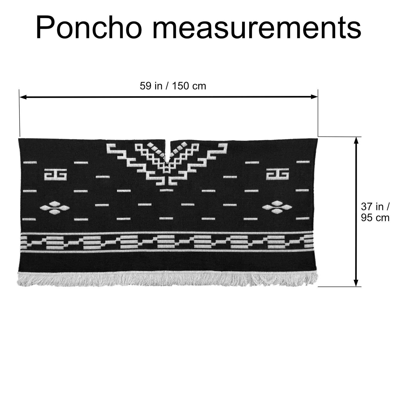 ECUALAMA – wholesale Poncho - Unisex – Clint Eastwood poncho cowboy Serape-replika – svart7