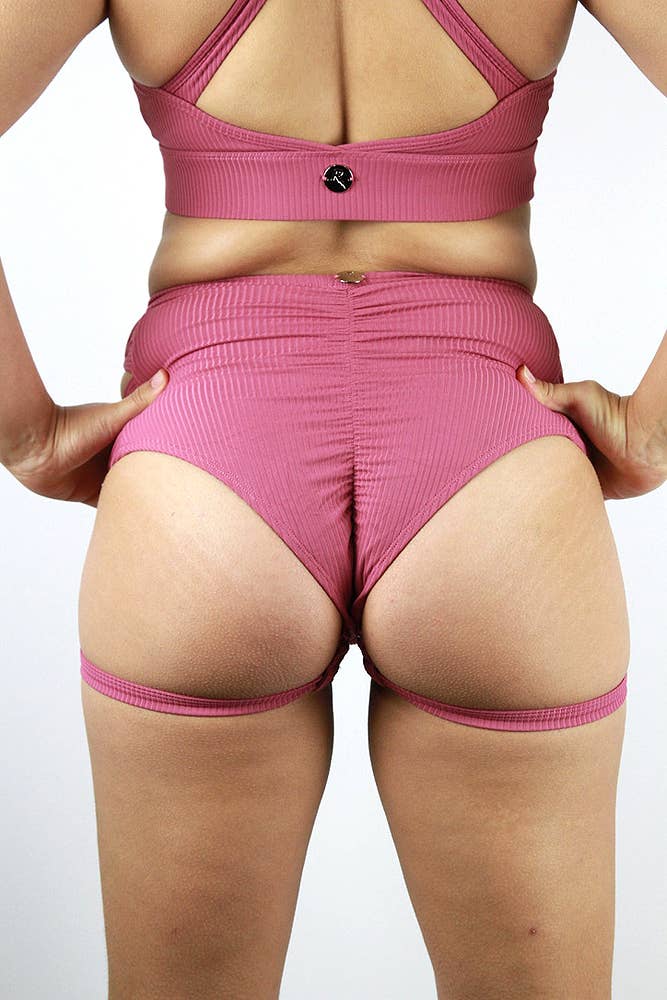 Sasha Mid Waist Garter Short - Dusty Pink  for wholesale on Faire1
