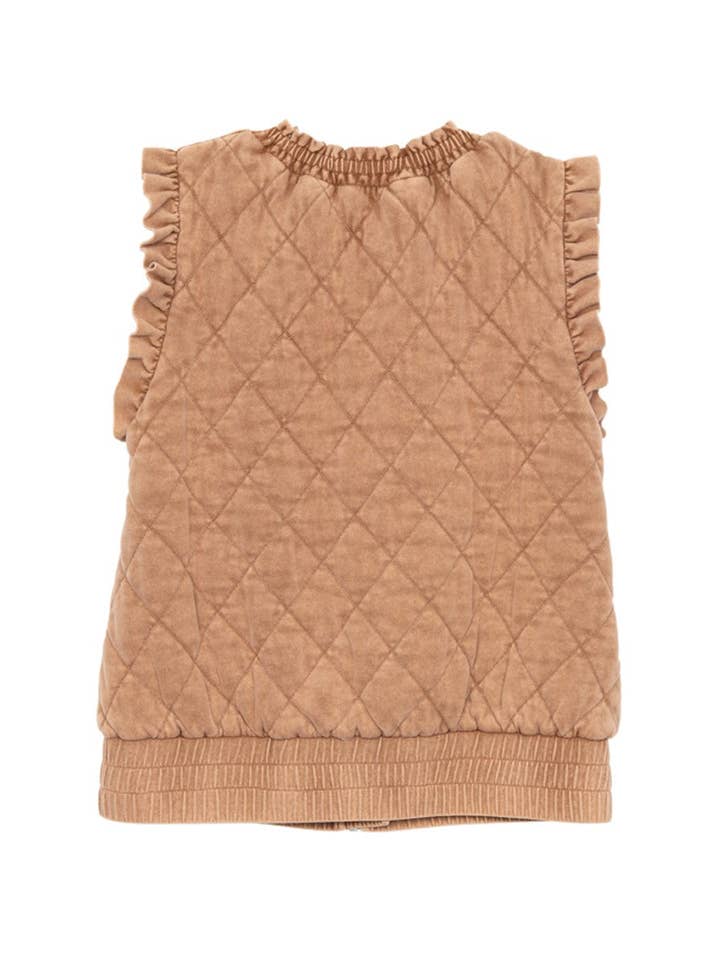 Katydid - Wholesale Knit Sweater - Women's - Garment Washed Quilted Ruffle Sleeve Vests3