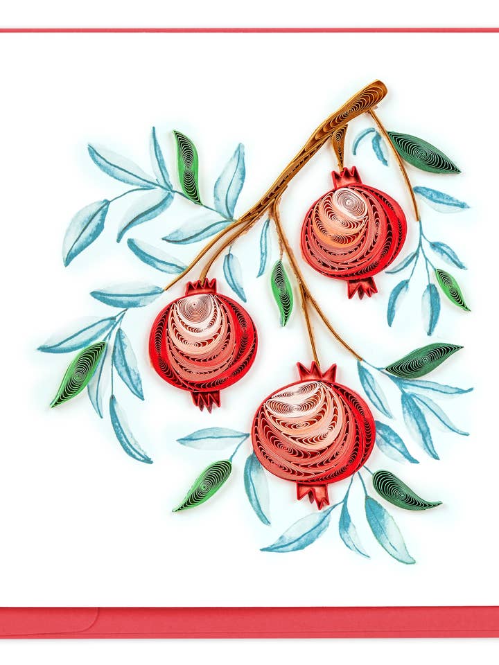 Quillet granatæblegren lykønskningskort for engroshandel hos Quilling Card