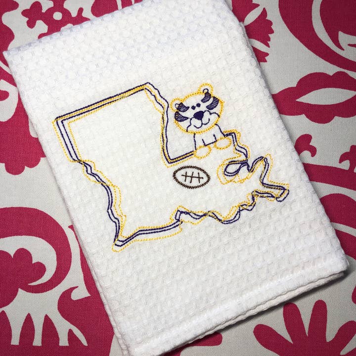 State of Louisiana Football Kitchen Towel for wholesale by Oh Happy Day Shoppe