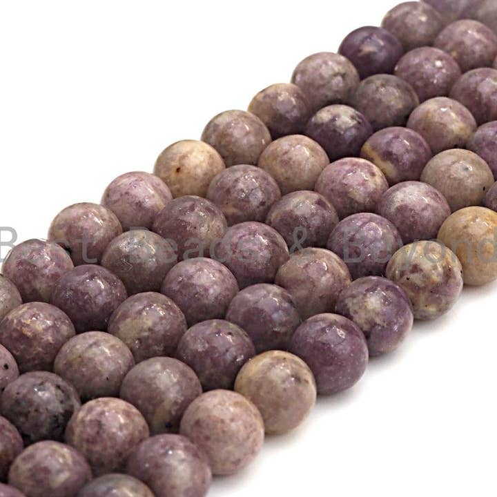 BestBeads&Beyond - Wholesale Beads - Natural Lepidolite Beads , Round Smooth 6mm/8mm/10mm/12mm, 15.5" Full Strand, Sku#U643