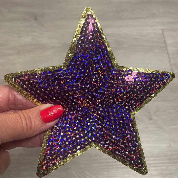 sequinandstiches - Wholesale Patch - Star Patch, Sequin Star Patch, Purple and Gold 5" Sequin Star Patch, Iron on Patch, DIY, Trucker Hat Patch, Preppy Patch Trendy Patch Patch, Sequin Star3