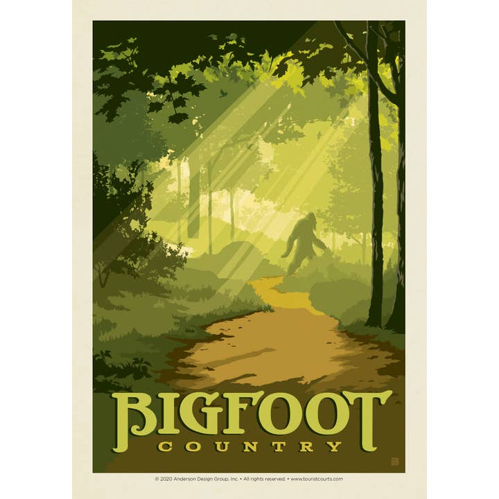 Bigfoot Country Postcard for wholesale by Tourist Courts