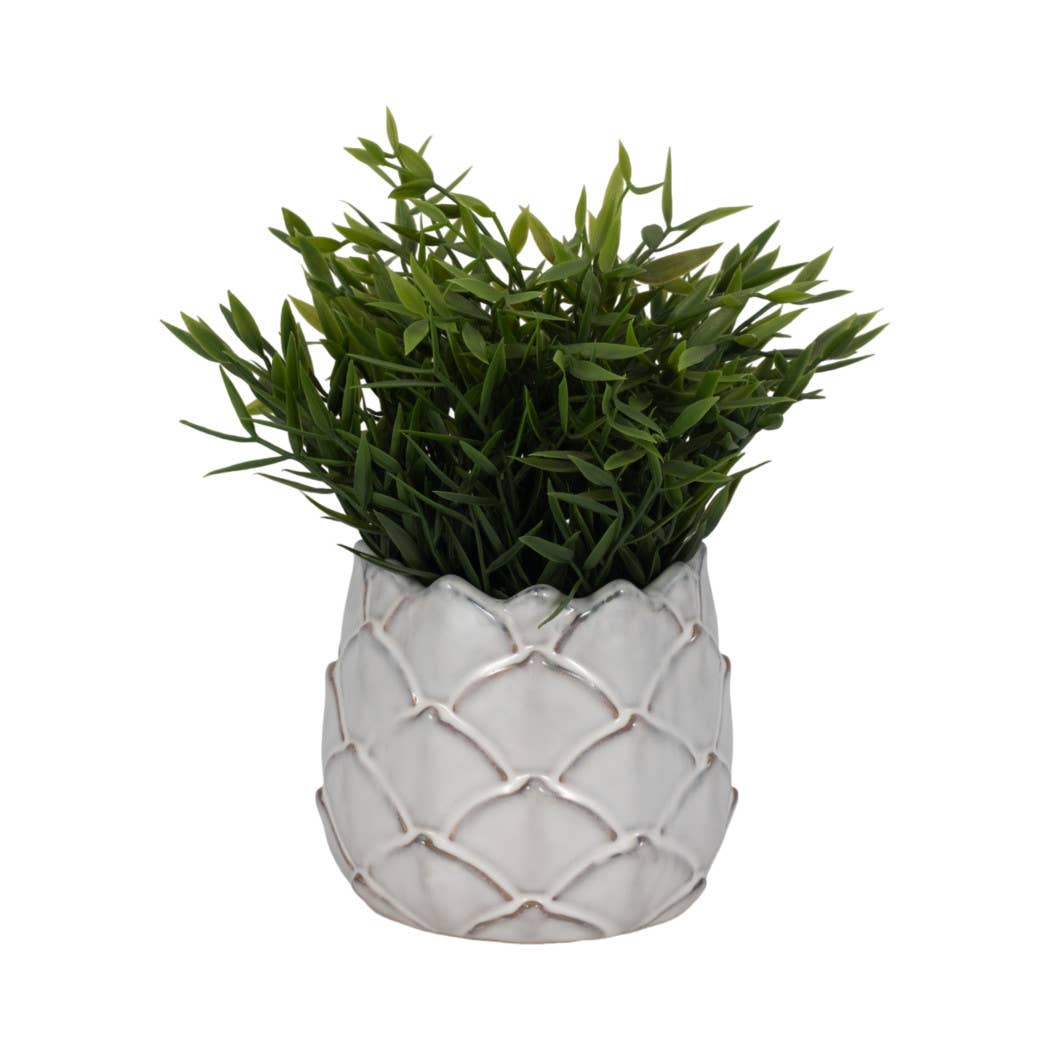 Sagebrook Home - Wholesale Plant Pot - Ceramic Rounded Silhouette Artichoke Planter - White, 5 in.1