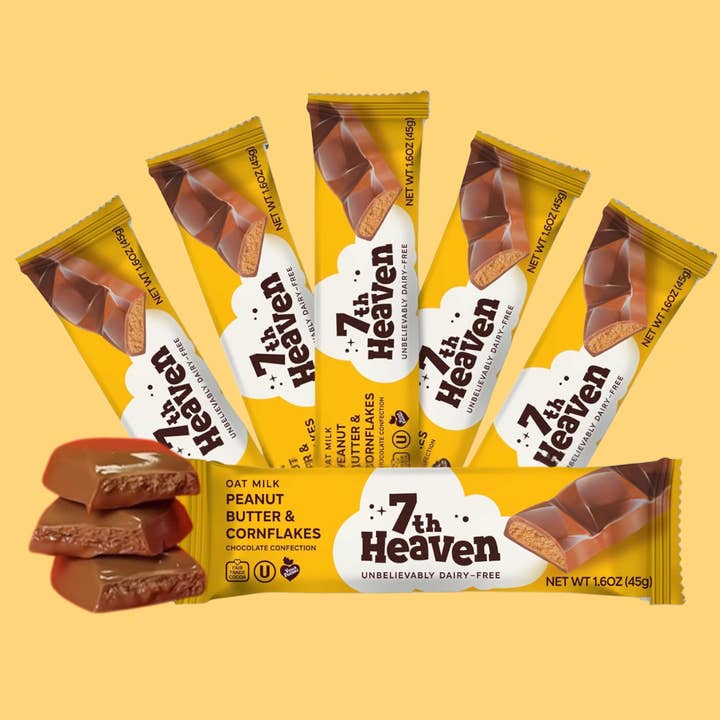 Vegan Oat Milk Chocolate Bar - Peanut Butter & Cornflakes for wholesale by 7th Heaven Chocolate