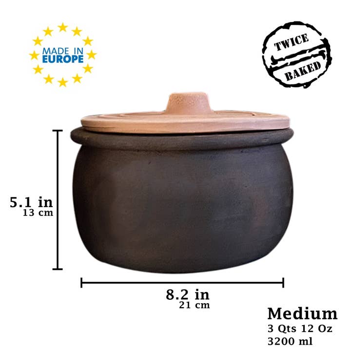 Hakan - Wholesale Cooking pot - Twice-baked Terracotta, Unglazed Clay Cooking Pot with Lid8