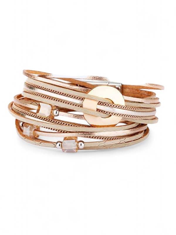 Metallic Double Wrap Leather Bracelet for wholesale by Artini Accessories