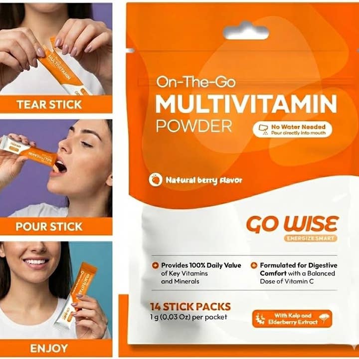 Go Wise - Wholesale Oral Supplement/Vitamin - On The Go Multivitamin Powder Stick Packs- No Water Needed2