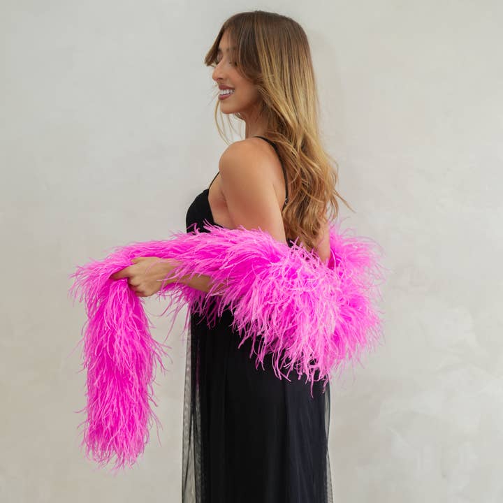 Hot Pink 6 Ply Ostrich Feather Boa for wholesale by Zucker Feather Products