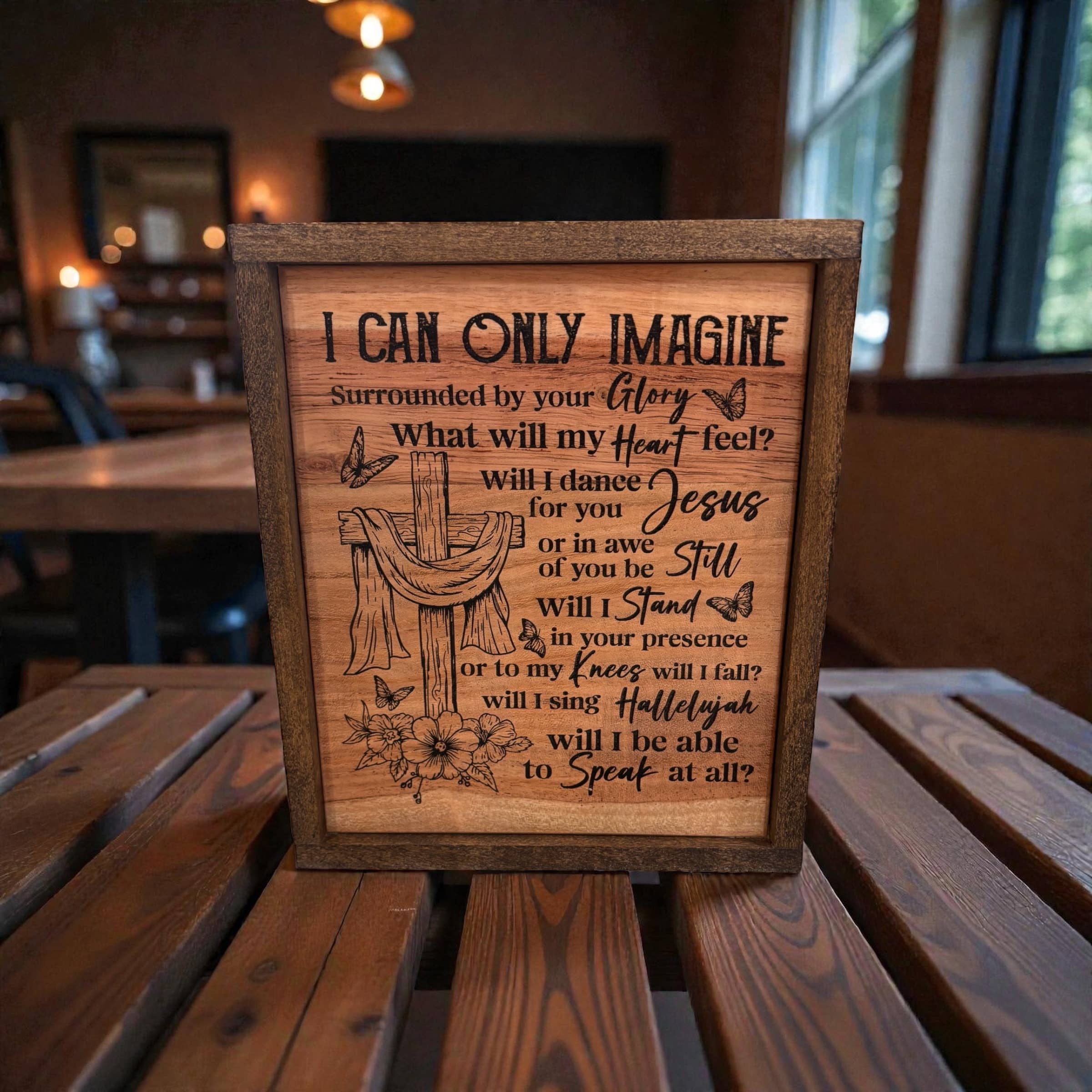 Faithful Creations Studios - Wholesale Sign - I Can Only Imagine- Solid Wood Wall Art — 12x12 — Christian