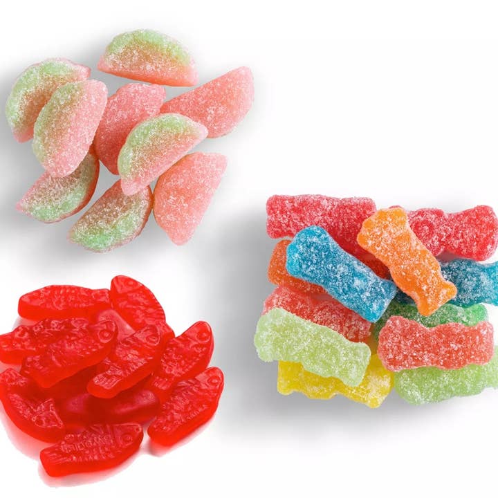 O'Shea's Candies Sweet Shop - Wholesale Gummy - Nostalgic Sour Patch Kids- Swedish Fish- Watermelon 🧒 24CT
