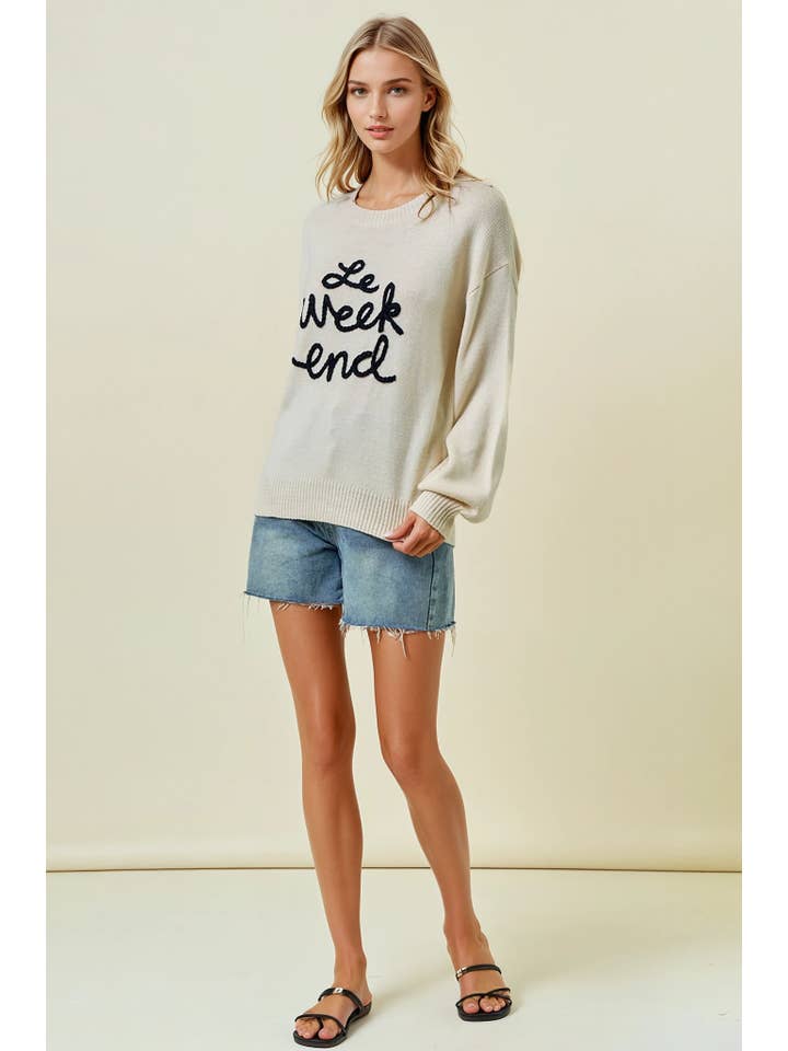 Doe and Rae – wholesale Pullovertröja - Dam – LE WEEKEND BRODERAD OVERSIZED TRÖJA - 43995T-54