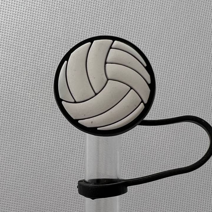 Volleyball Silicone Straw Topper 10mm for wholesale by Olive Lane Accessories