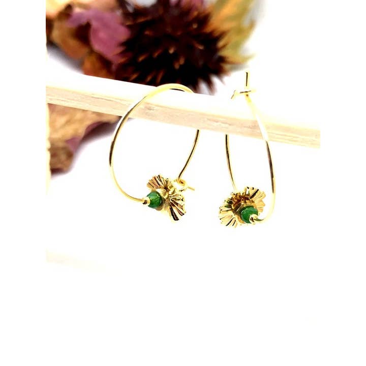 MARGAUX COQUELICOT - Venta al por mayor Pendientes de aro - ¡Ah, La La! Pendientes Aro Flores Nueces Verde