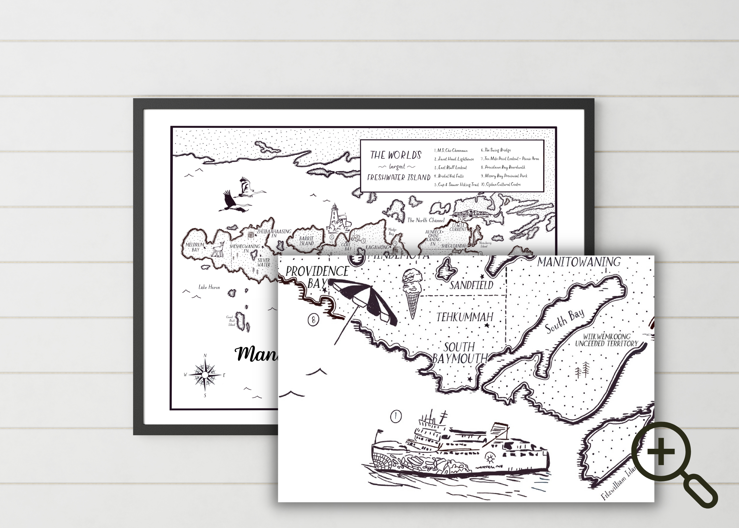 Heirloom Island – Mapa por atacado – Ilha Manitoulin/Mapa Ilustrado1
