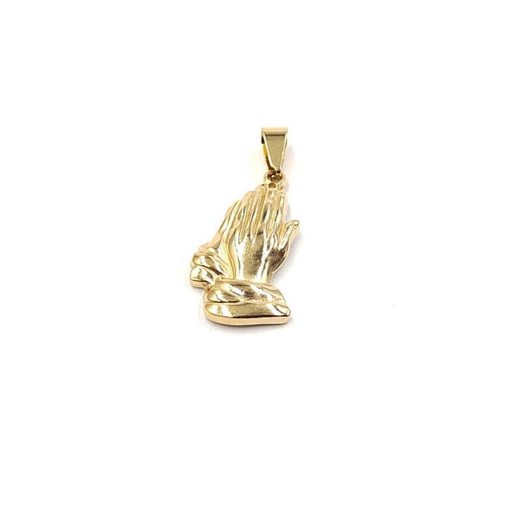 Yellow gold Praying hand pendant for wholesale on Faire
