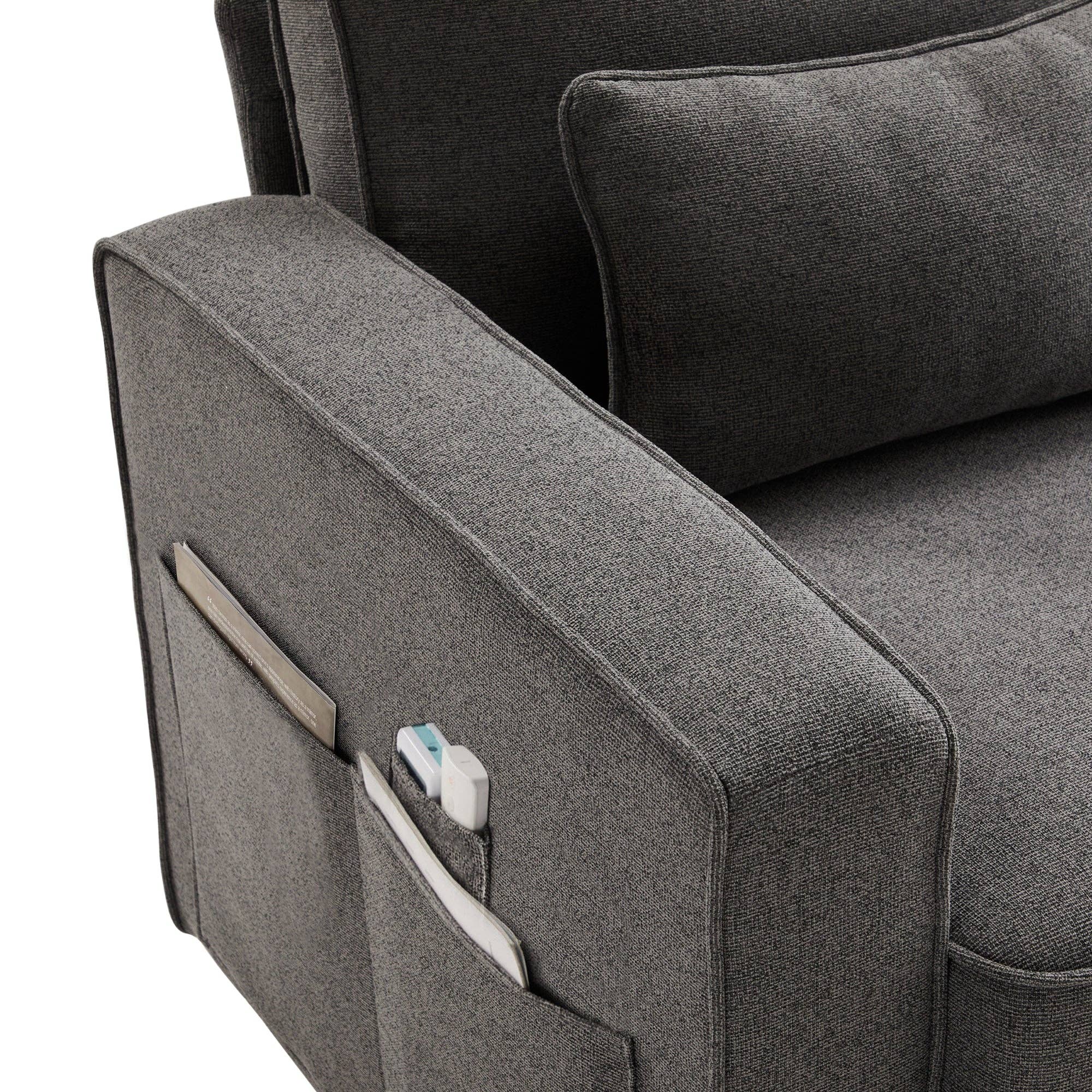 Urban Meuble - Wholesale Sofa - 4-seater sofa with gray linen armrests and 4 cushions 264*83*87cm YASITH20