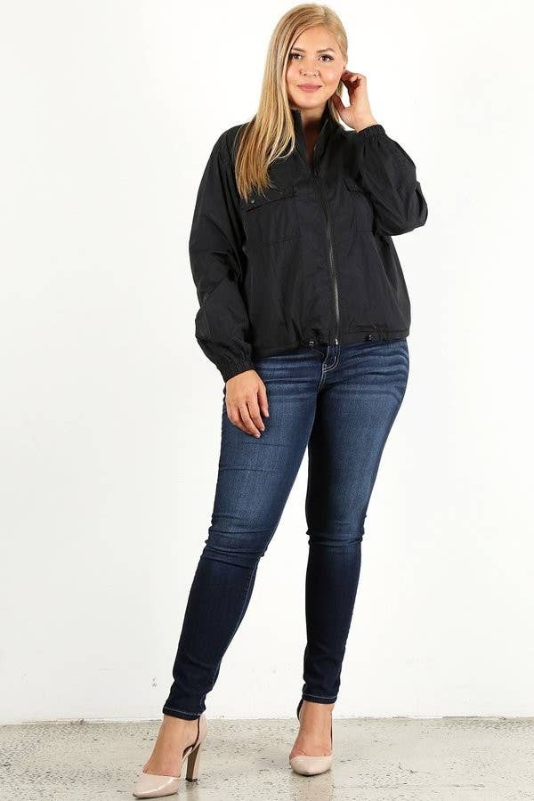 Black Plus Size Windbreaker Light-Weight Jacket SS1842P-J for wholesale on Faire