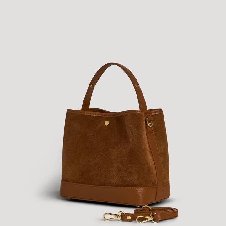 Prestige Milano - Wholesale Top handle bag – women's - Kendy Bag in Tan Suede and Dollar Leather3