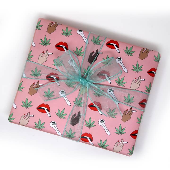Unblushing - Wholesale Flat Wrap - Weed Gift Wrap - Weed Christmas Wrapping Paper (Sheets)