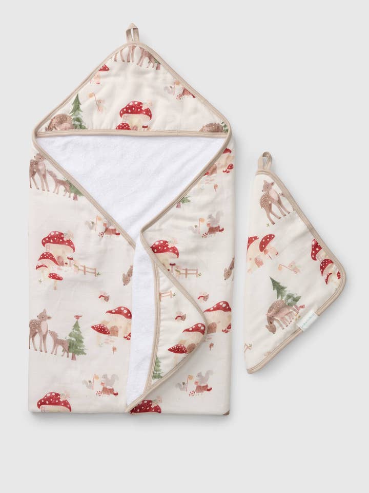Hooded Towel Set - Forest Families for wholesale by Loulou Lollipop
