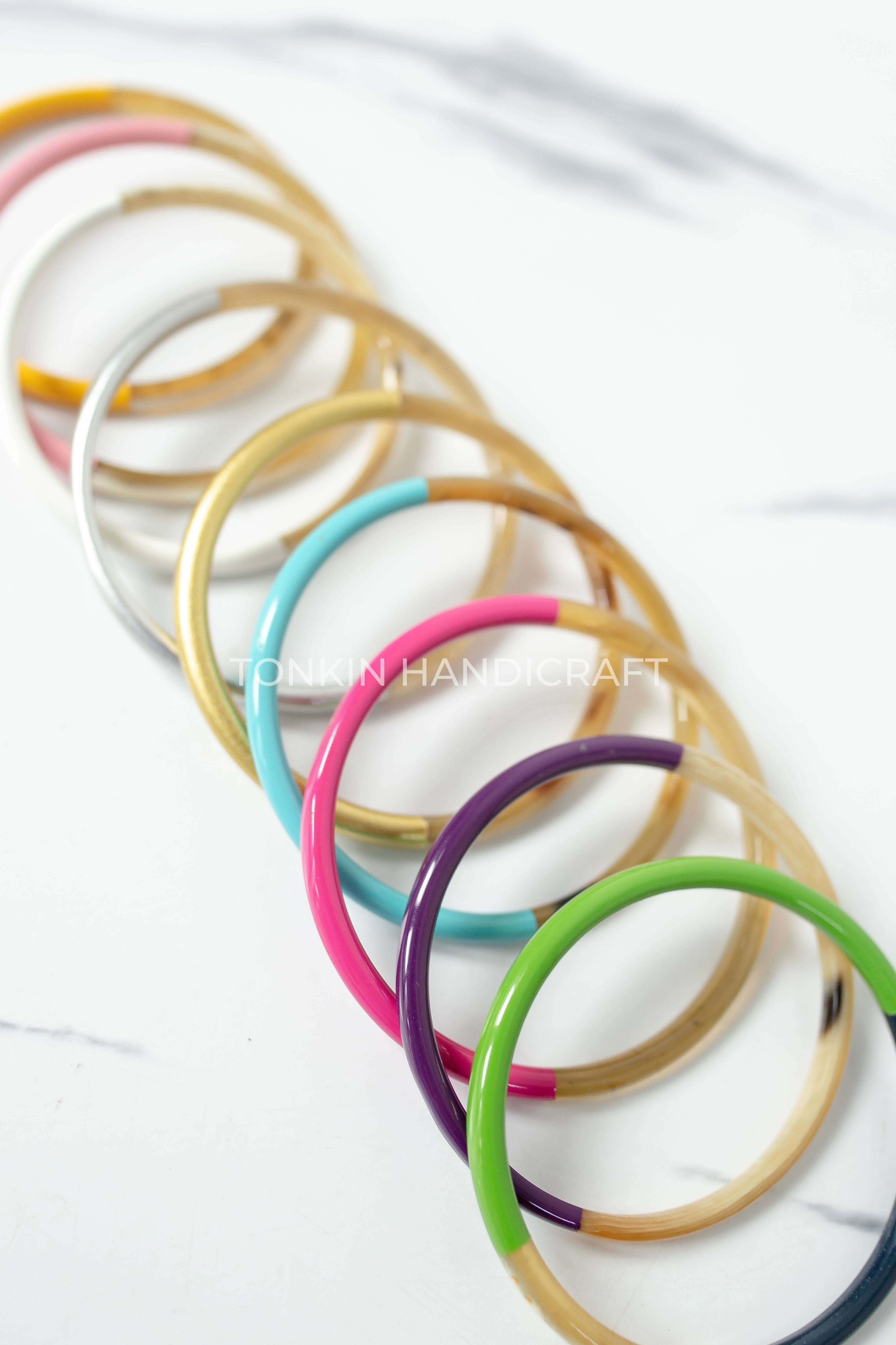 Tonkin Handicraft - Vente Bracelet jonc - Bracelet jonc coloré en corne de buffle11